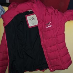 Hollister Women's Vibrant Pink Puffer Coat
